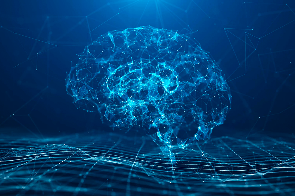 cervello composta da linee e punti